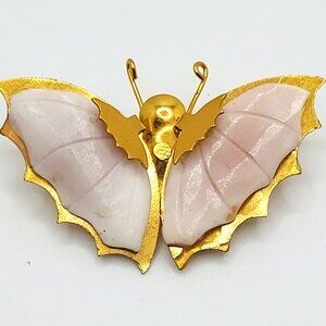 Vintage Butterfly Brooch Carved Shell Wings 1.5" Width Unsigned
